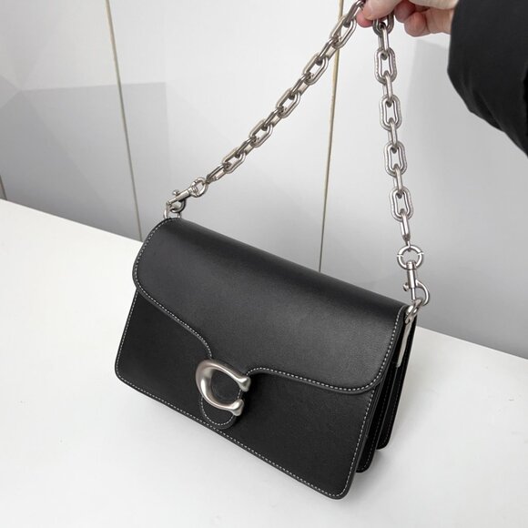COACH SOFT GRAIN CHAIN TABBY SHOULDER BAG 30 - BLACK - Picture 4 of 9